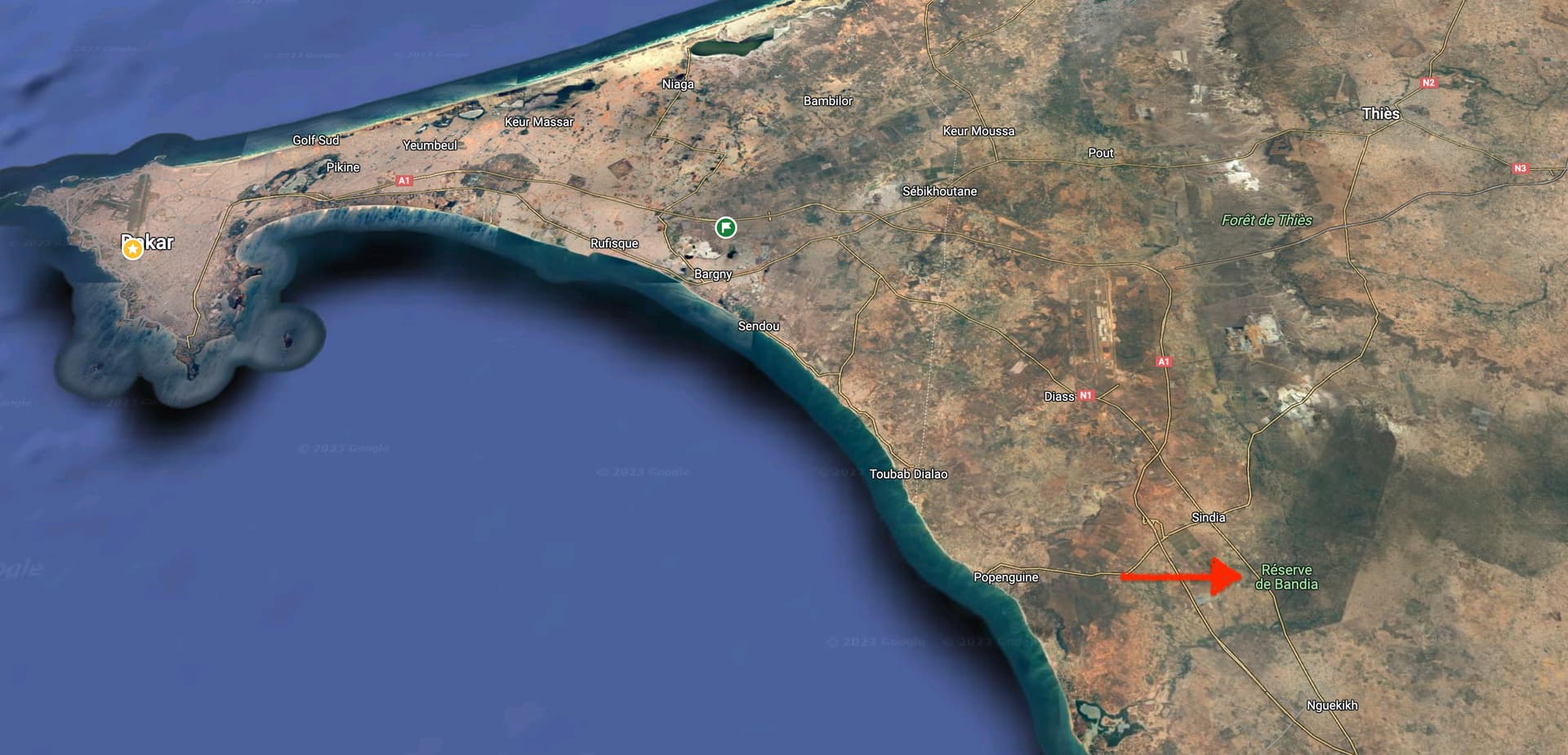 Lage Reserve de Bandia Senegal